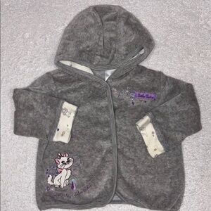 Disney baby Grayvelour  Hooded Baby Jacket with Marie Cat Embroidery 6/9m